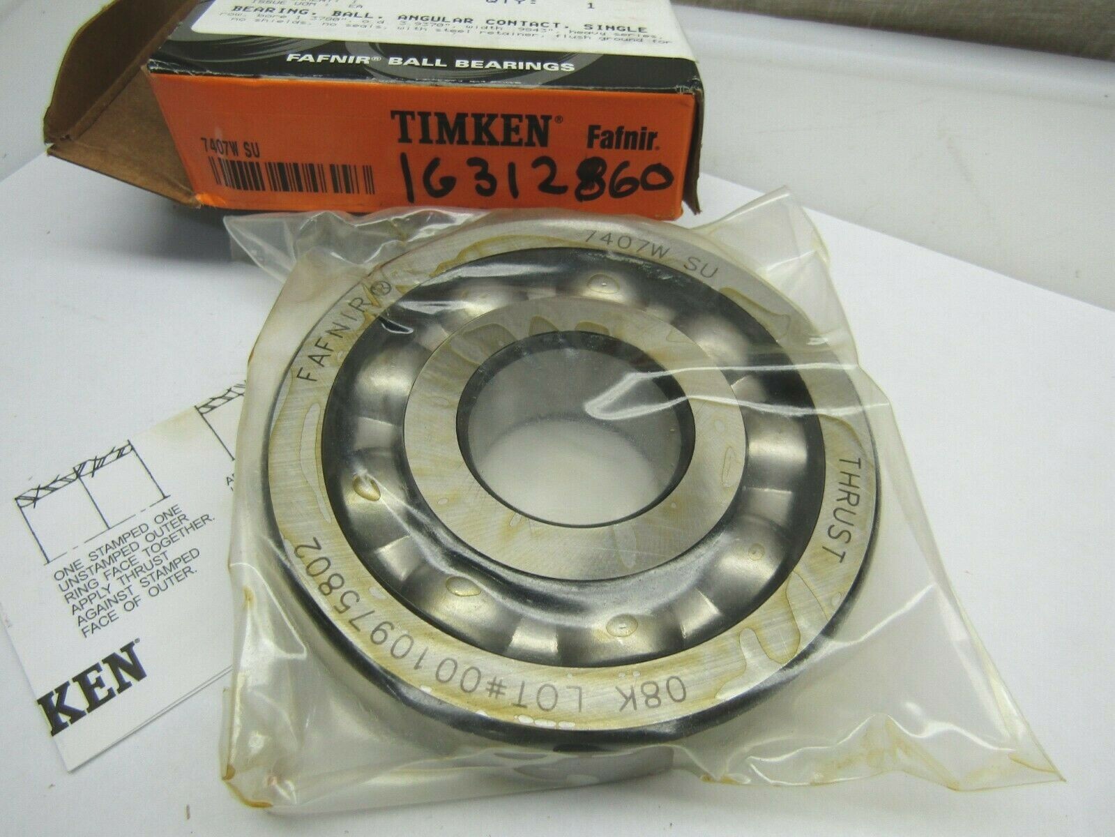 Timken Fafnir USA 7407W SU 35mm x 3.937″ x .9843″ Angular Contact Bearing