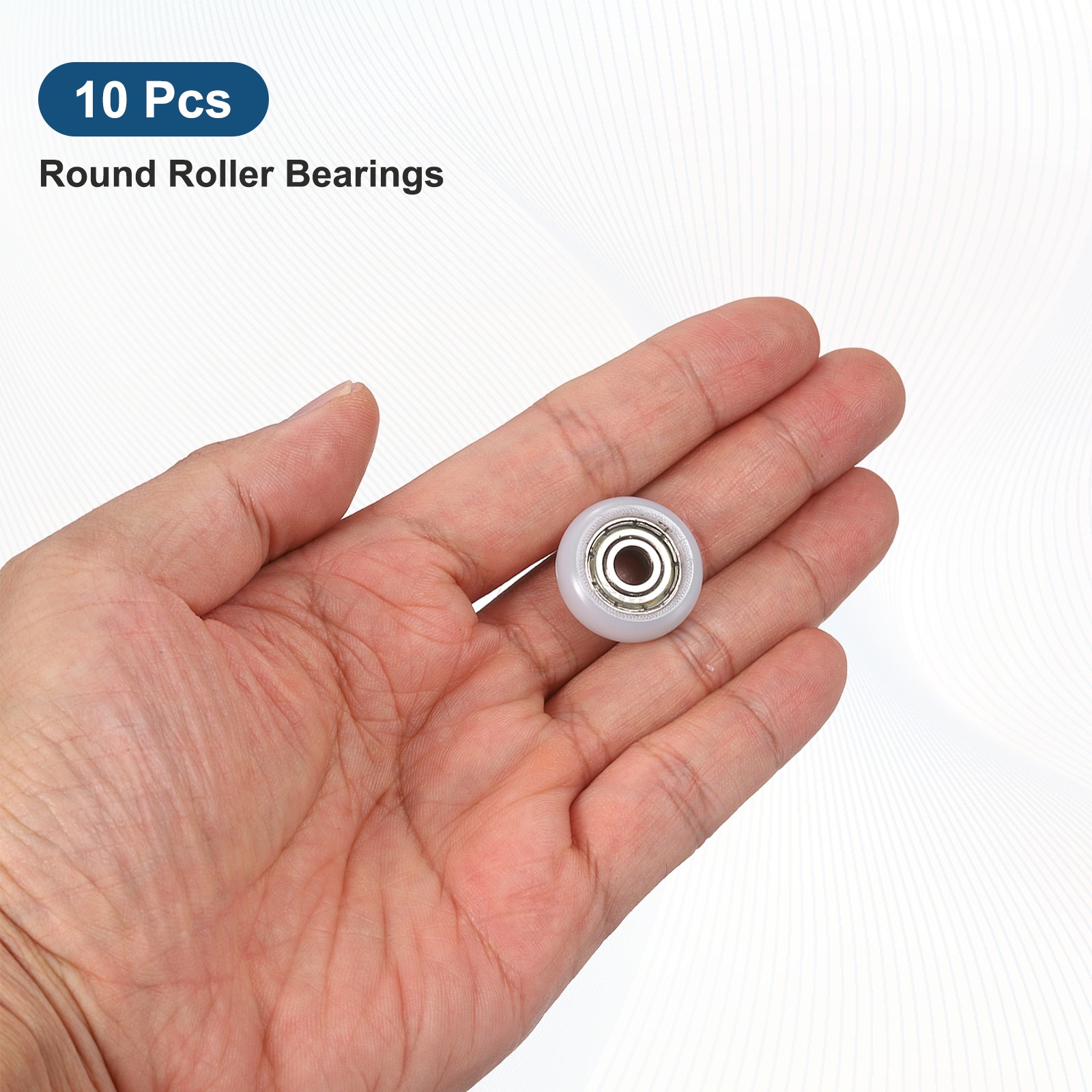10Pcs 5×21.5x7mm Metal Shielded (GCr15) Chrome Steel Bearing+POM Guide, White