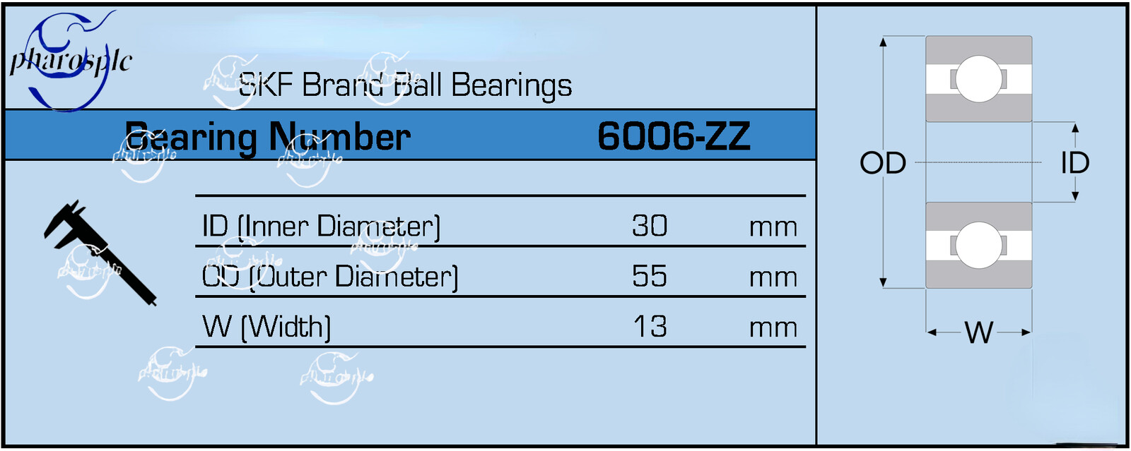 6006-ZZ C3 SKF Brand Metal Shield Ball Bearing 30x55x13 6006 2Z 6006Z