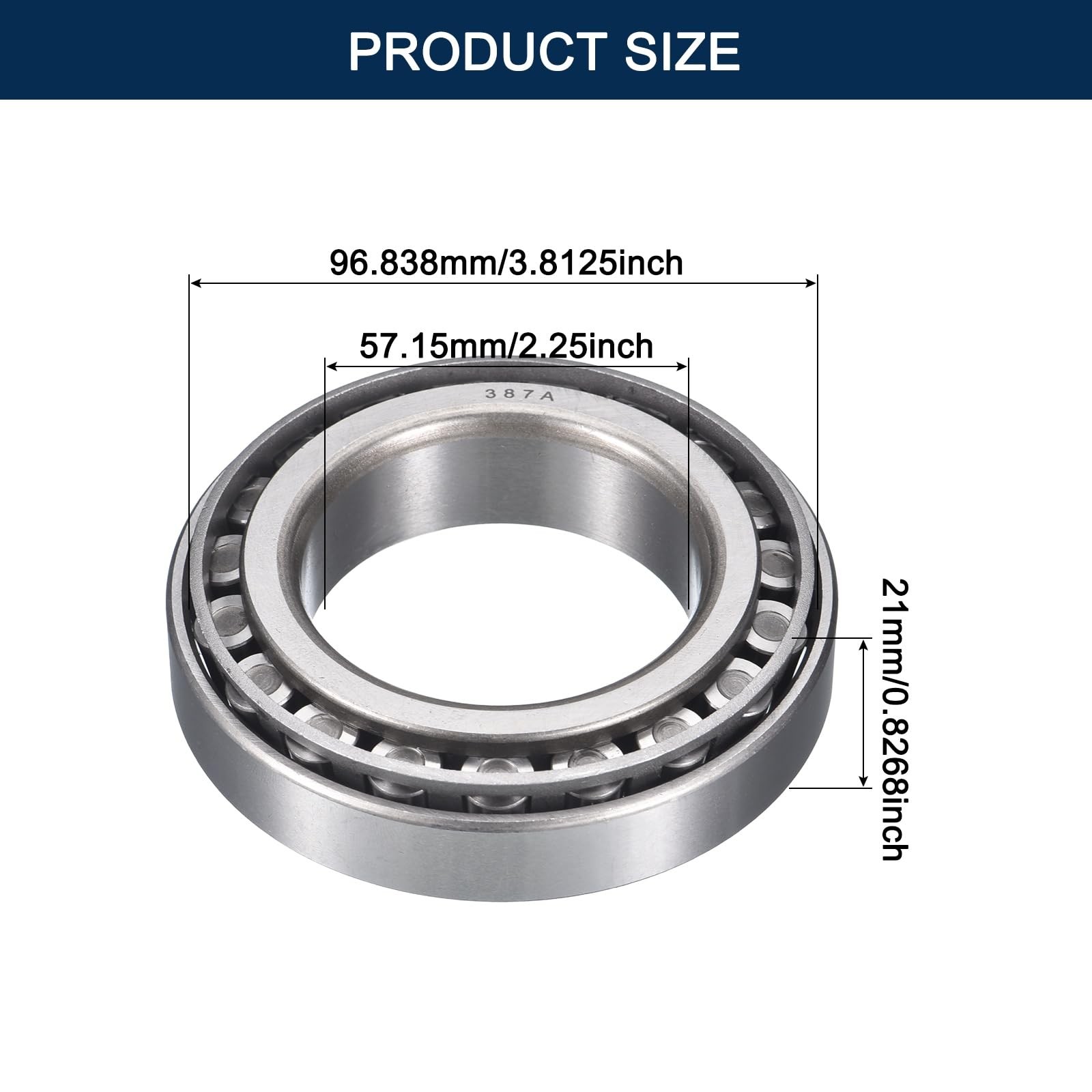 2 Pack 387A/382A Tapered Roller Bearing Cone and Cup Set, 2.25 Bore 3.8125 OD 0.