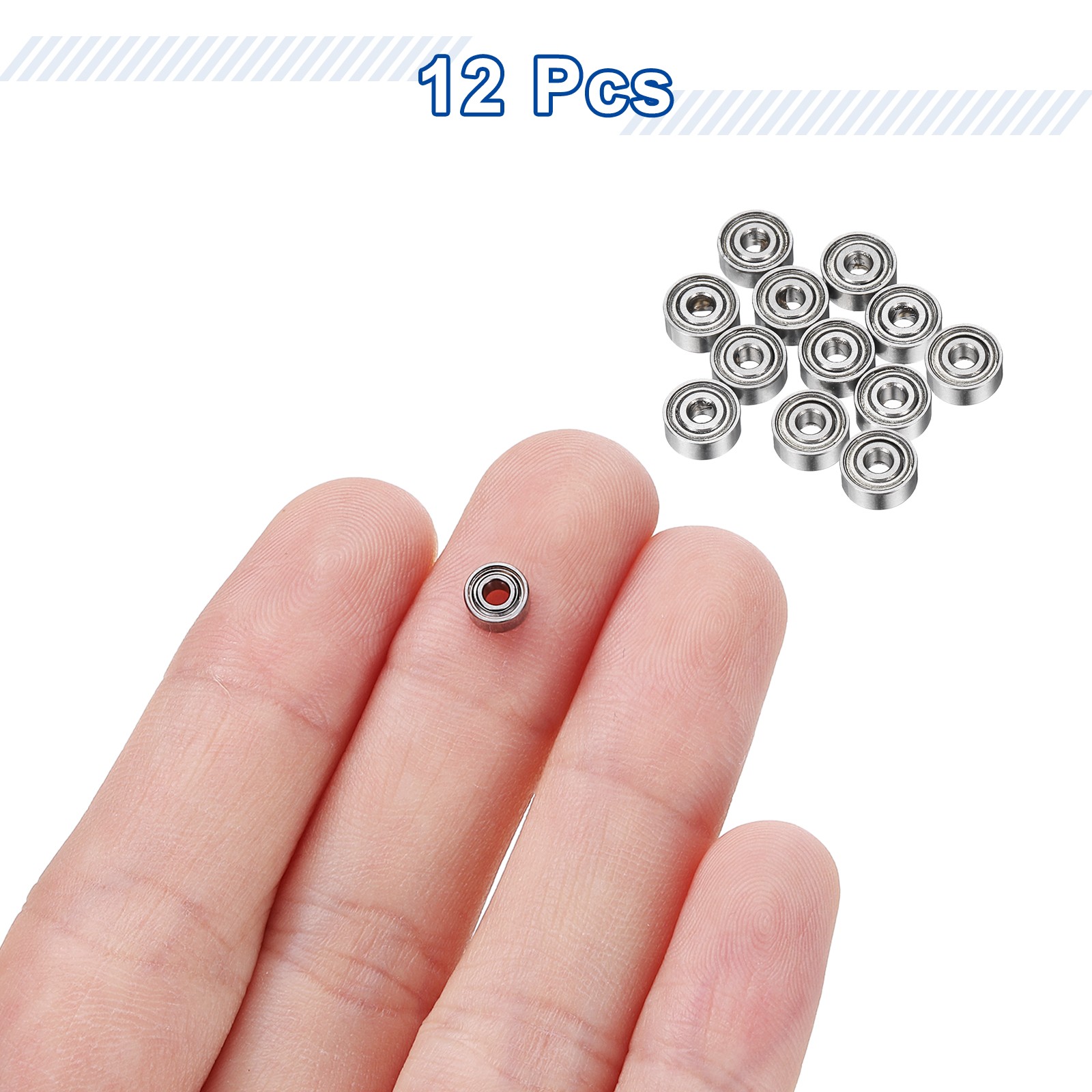 12Pcs MR62ZZ Deep Groove Ball Bearings, 2mm ID 6mm OD 2.5mm Width Bearing