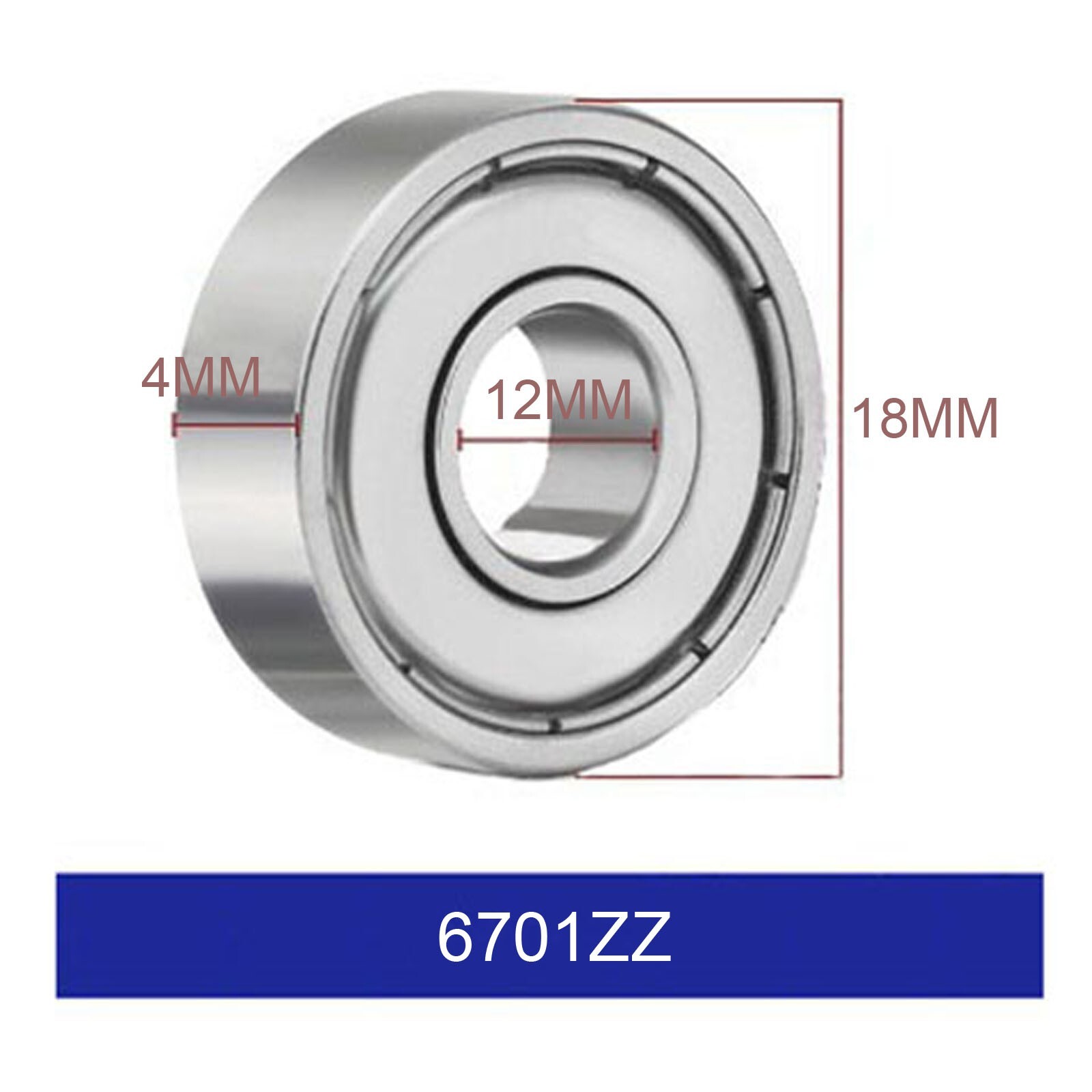 10pcs High speed low noise wear-resistant 12x18x4mm 6701ZZ Ball Bearing