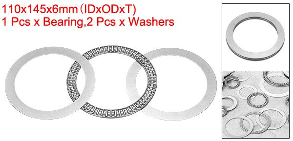 110x145x6mm AXK110145 Chrome Steel Needle Roller Thrust Bearings w Washers