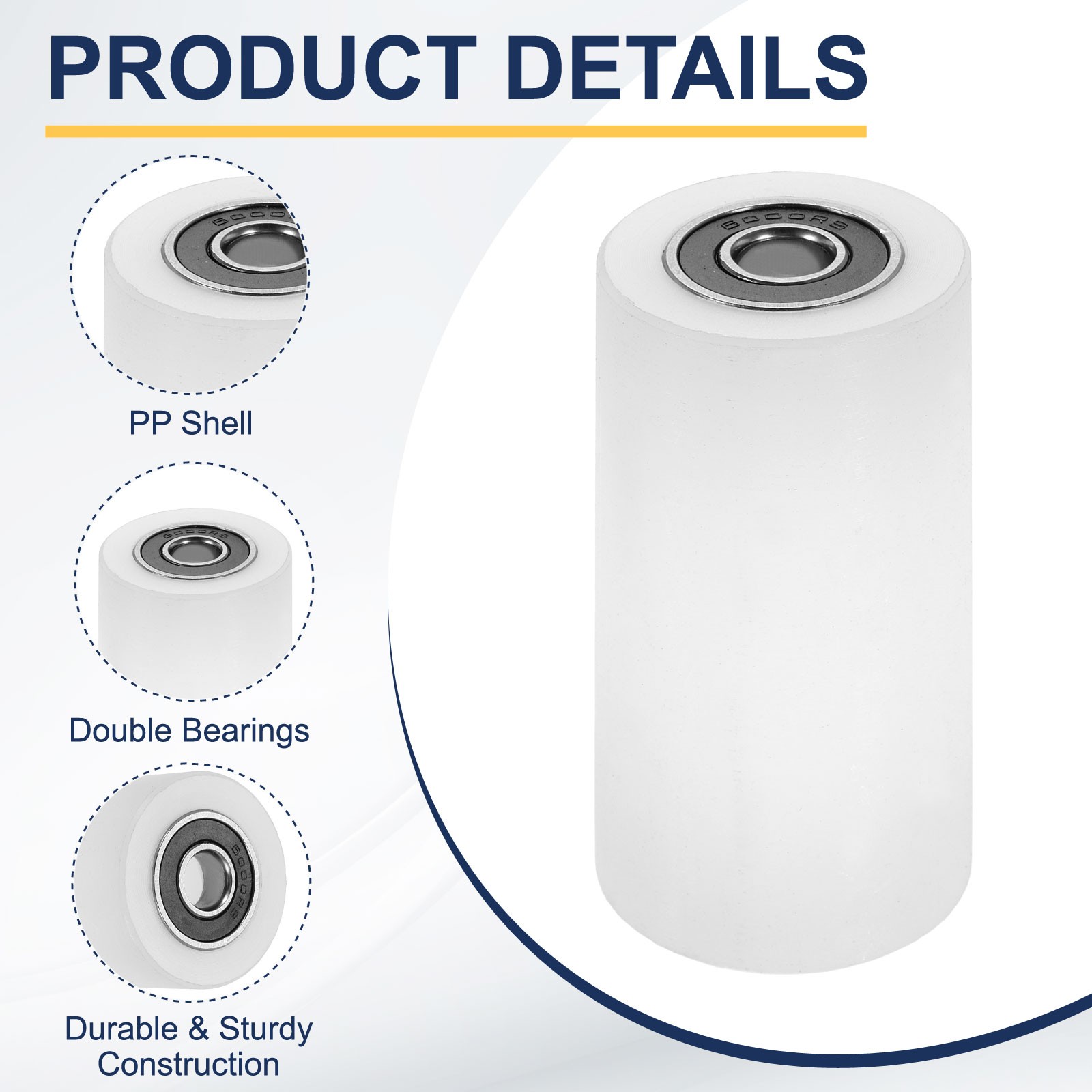 2Pcs Plastic Roller Wheel with Bearing, 3/8″x1-37/64″x3-5/32″ Bearing Pulley