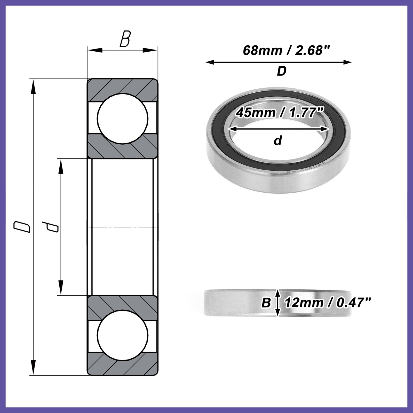 6909VV Deep Groove Ball Bearings P0 45x68x12mm 1pc Scooter Skateboard Wheels