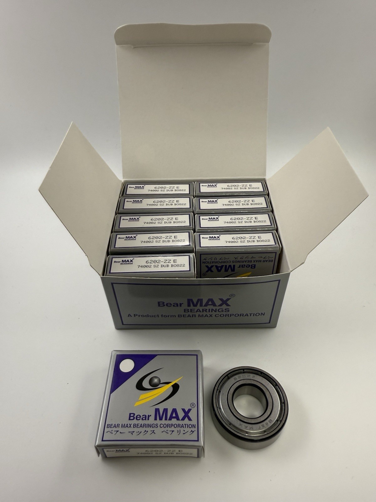 10 pcs BearMAX 6202-ZZ E 15x35x11mm Metal Seal Deep Groove Ball Bearings 6202ZZ