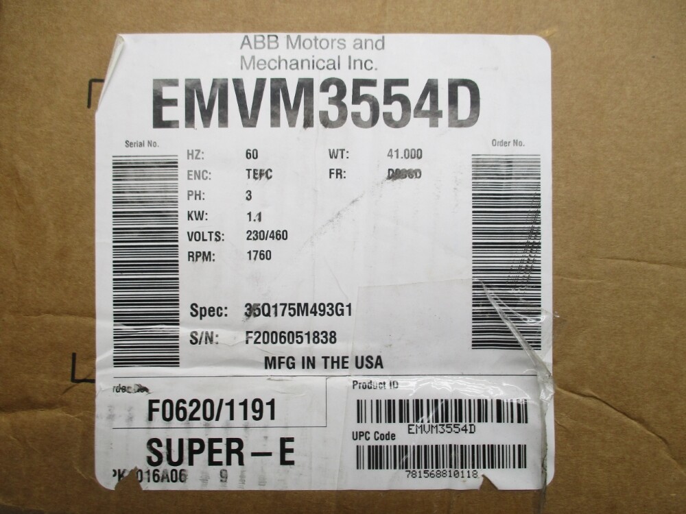 BALDOR EMVM3554D 35Q175M493G1 230/460V 4.4/2.2A NSMP
