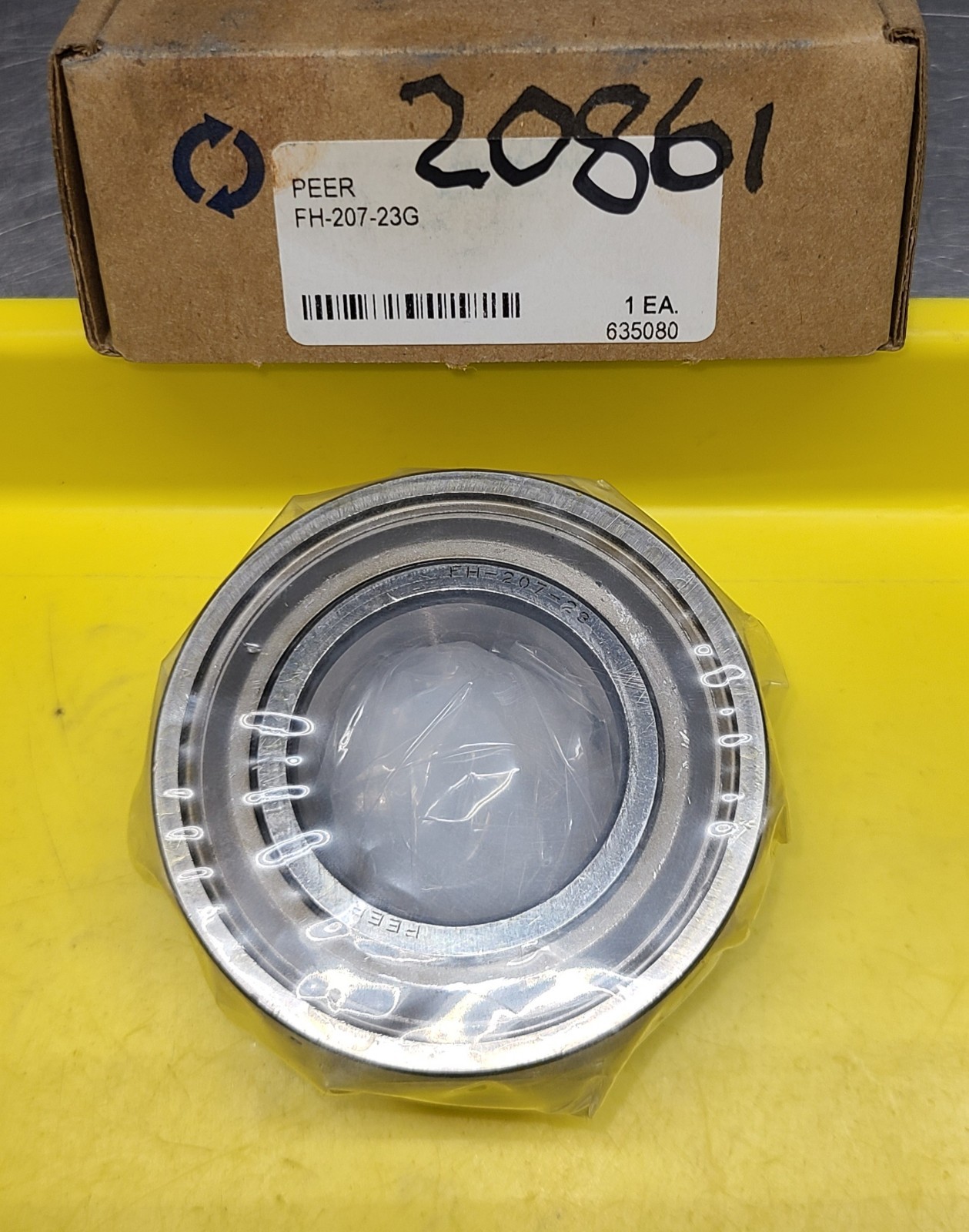 Peer FH207-23G Ball Insert Bearing, 1-7/16 X 2.8346 X 1.5300, Eccentric Collar