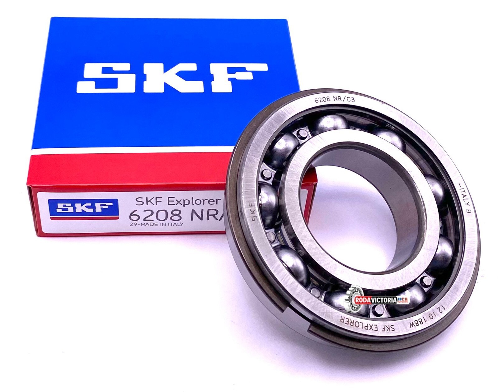 SKF 6208 NR C3 Ball Bearing, Open Type, No Seals + Snap Ring 40x80x18 mm