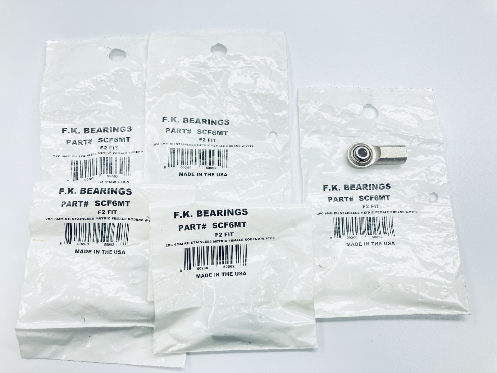 Lot of 5 F.K. BEARINGS SCF6MT Female Rod End 6mm-Bore RH 2-Piece SS