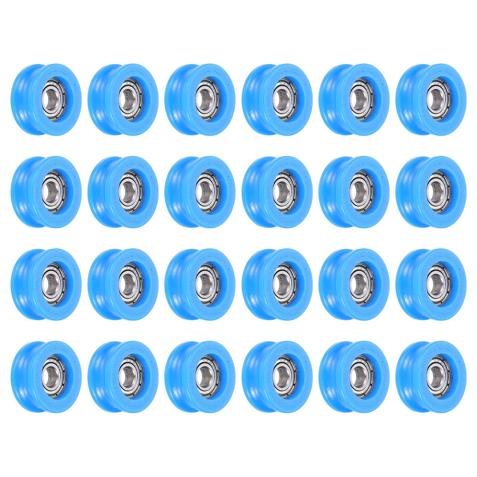 24Pcs Groove Nylon Plastic Guide Bearing 5×8.5x19mm Pulley Roller(Blue)