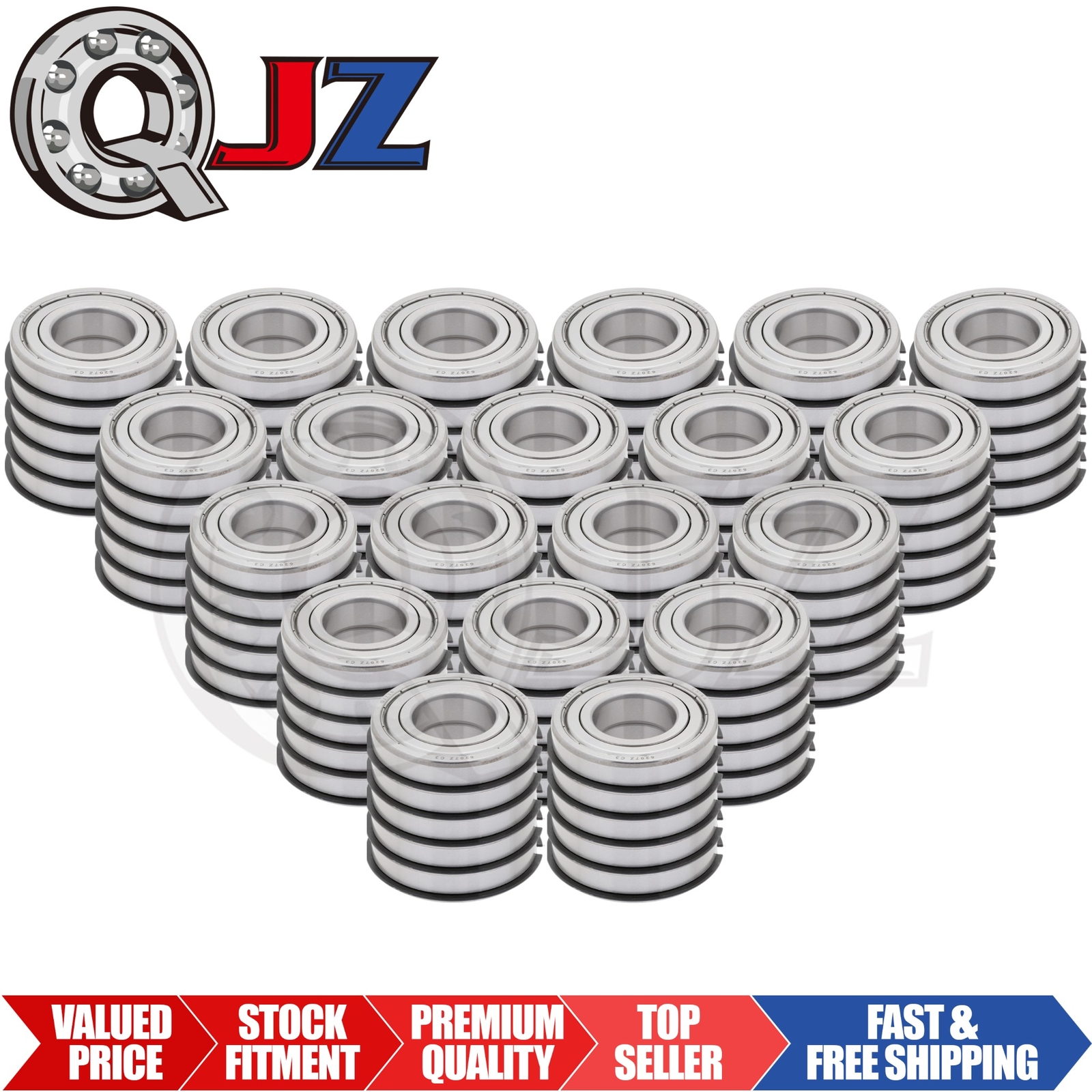 [Qty.100] 6207-ZZ-NR Deep Groove Ball Bearing w/Snap Ring [35mm x 72mm x 17mm]