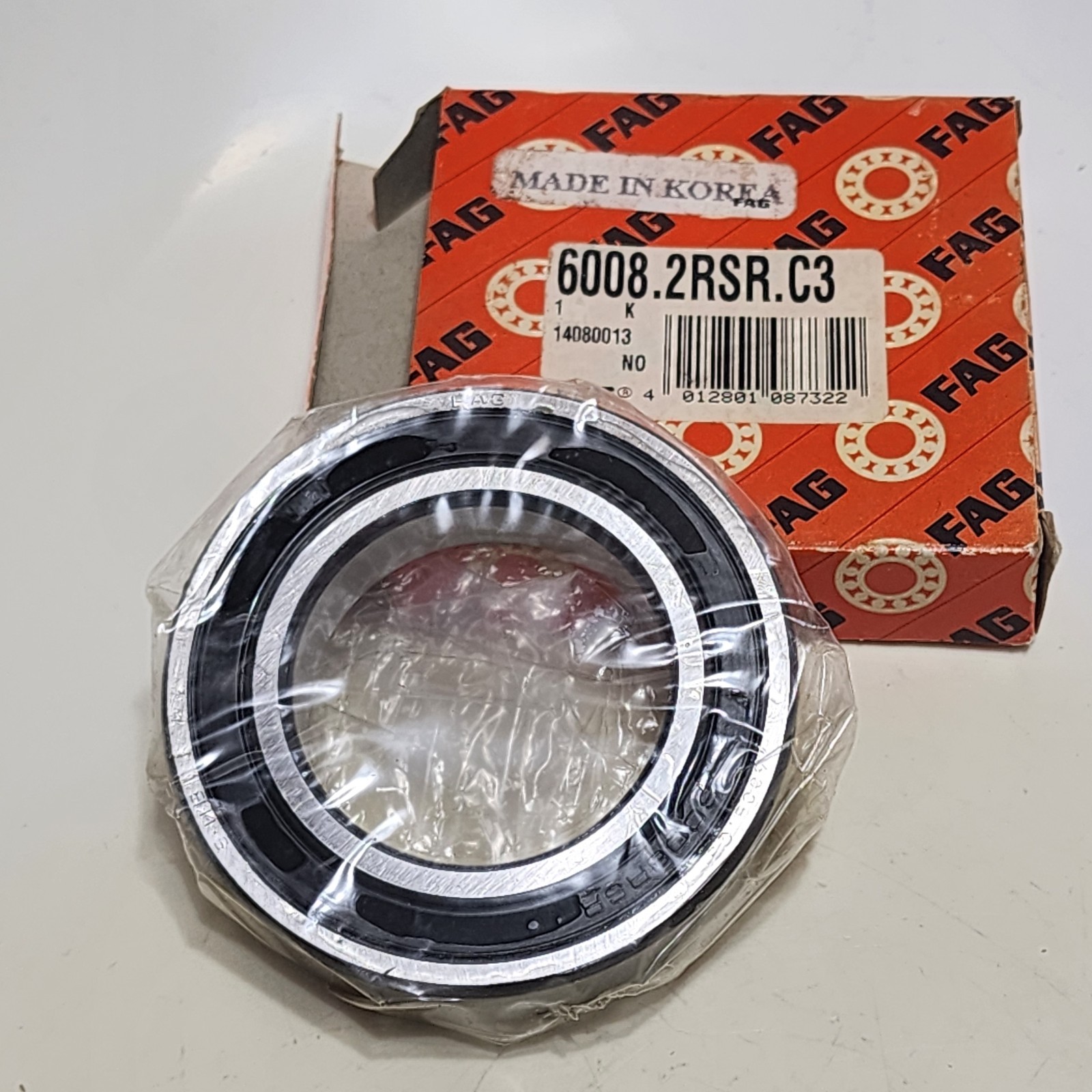 2pcs) 6008 2RS C3 / 6008 2RSR C3 FAG Radial/Deep Groove Ball Bearing 40x68x15mm