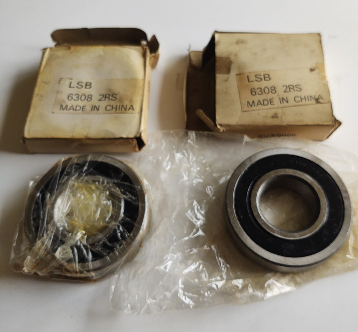 Lot of (2) LSB 6308 2RS Double Rubber Seal Ball Bearings