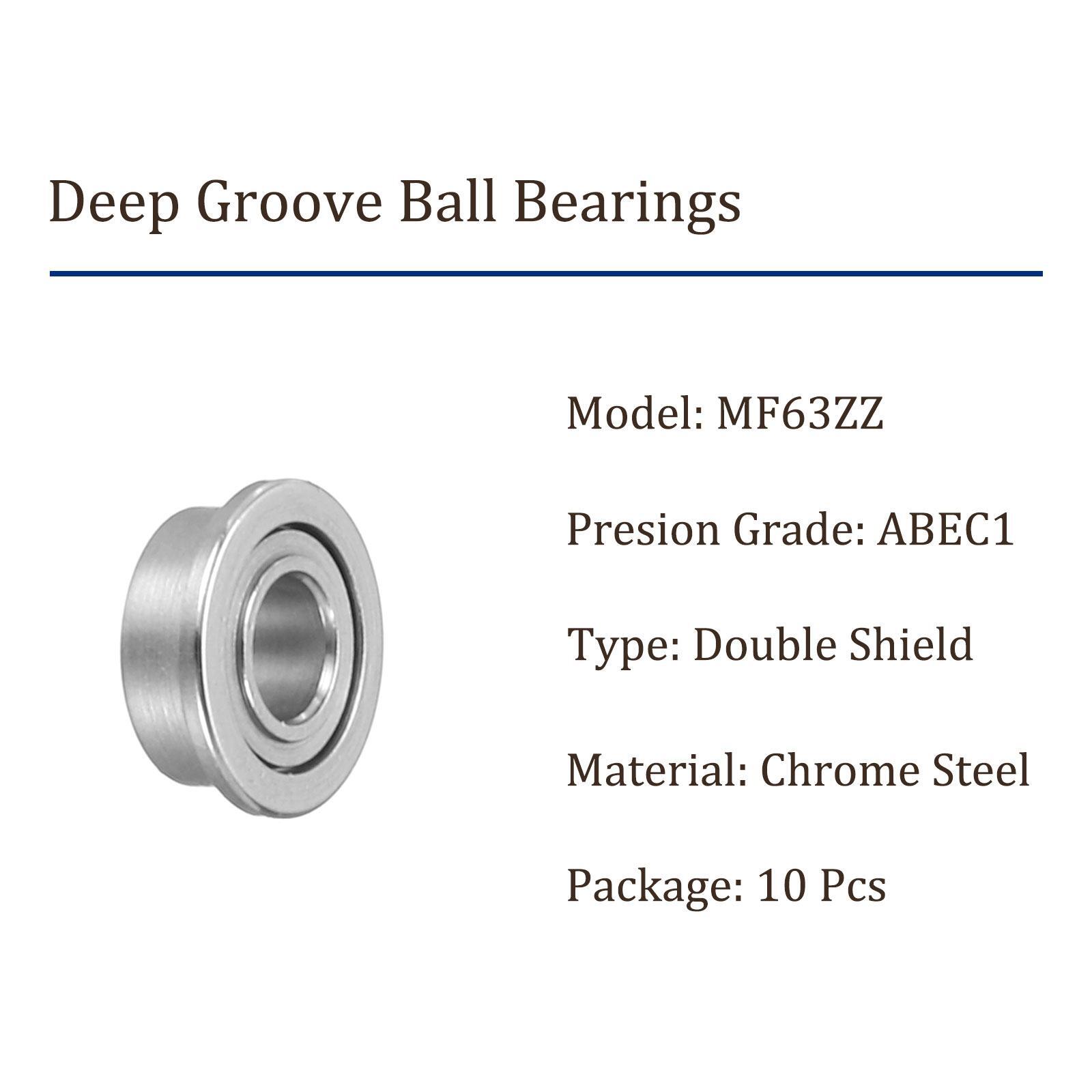 10pcs Deep Groove Ball Bearings 3x6x2.5mm Chrome Steel Double Shield Flanged