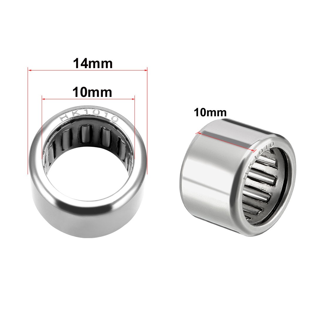 5pcs HK1010 Drawn Cup Needle Roller Bearings 10mm Bore Dia 14mm OD 10mm Width