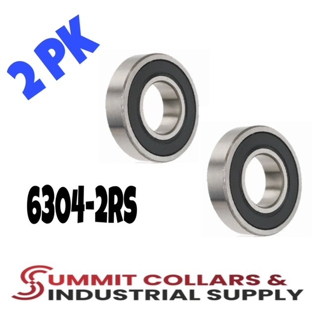 6304-2RS Ball Bearing Premium Rubber Sealed 20x52x15 mm (Qty 2)