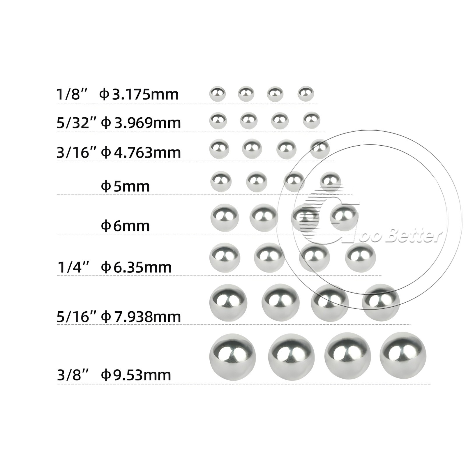 Ø 0.3mm 0.4mm 0.5mm 0.6mm 0.7mm – 100mm 304 A2 Stainless Steel Ball Bearings