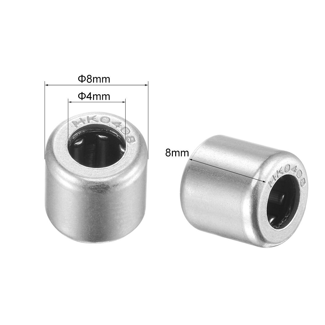 5pcs HK0408 Needle Roller Bearings Chrome Steel Open End 4mm x 8mm x 8mm