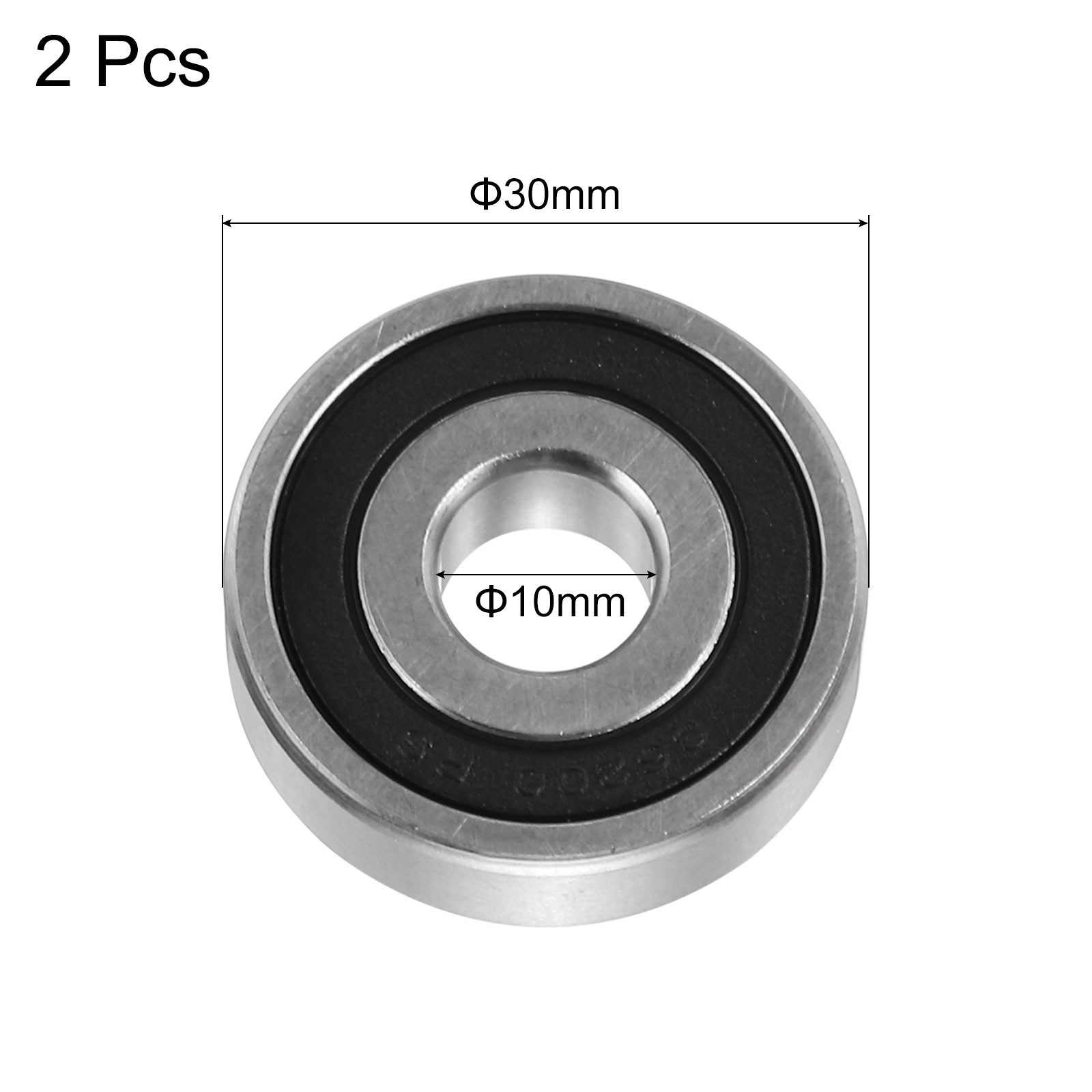 2Pcs S6200-2RS Deep Groove Ball Bearings 10mmx30mmx9mm Sealed Stainless Steel