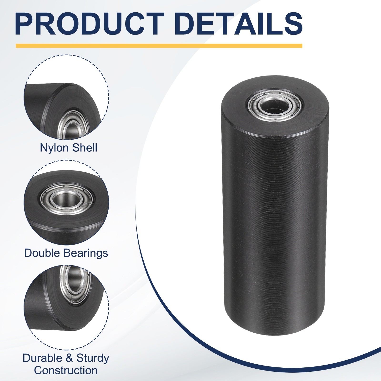 4Pcs Plastic Roller Wheel with Bearing, 15/64″x1″x2-3/8″ Bearing Pulley
