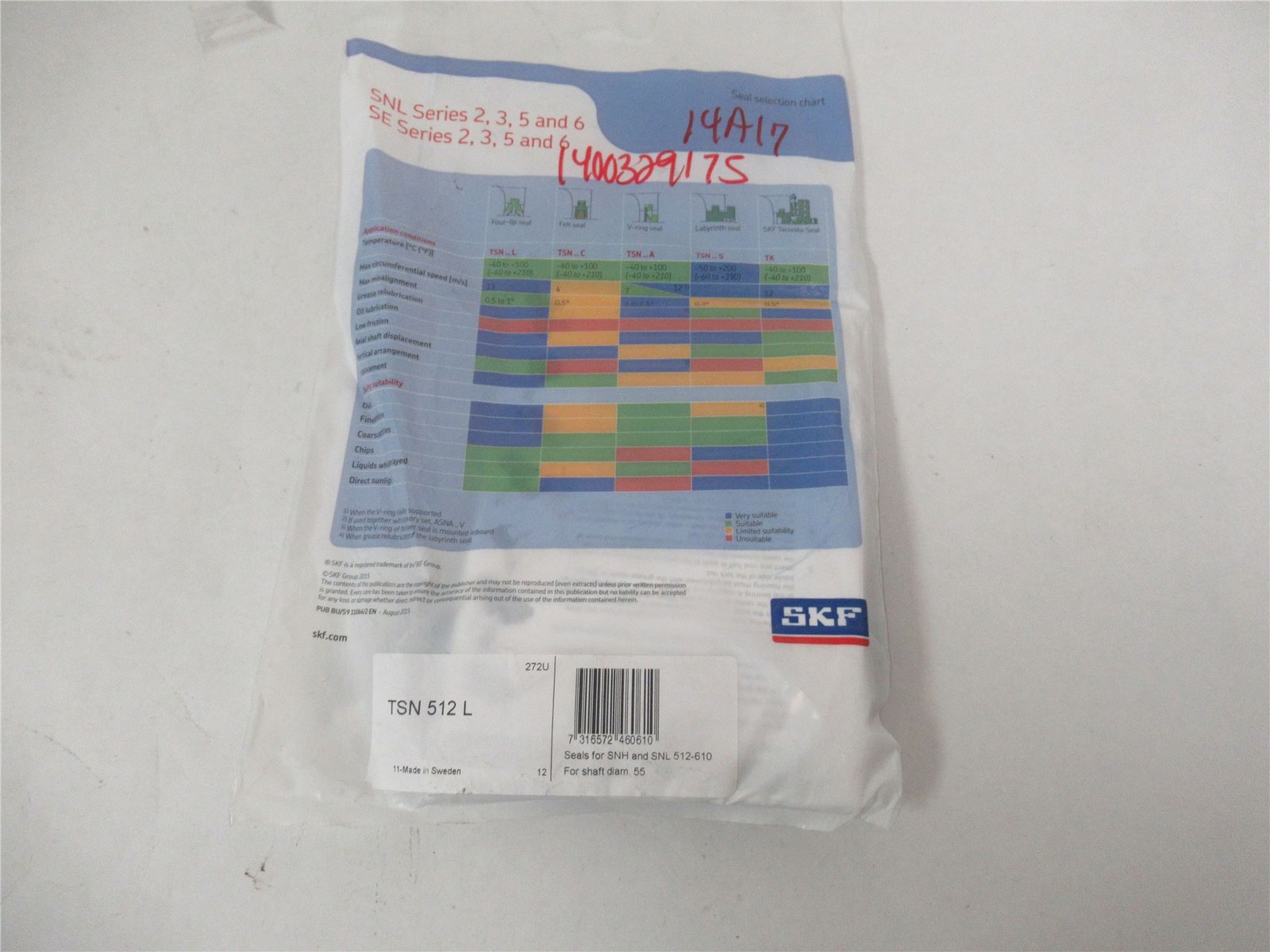 252843 New-No Box; SKF TSN512L Bearing Seal Four Lip 55 mm Shaft size
