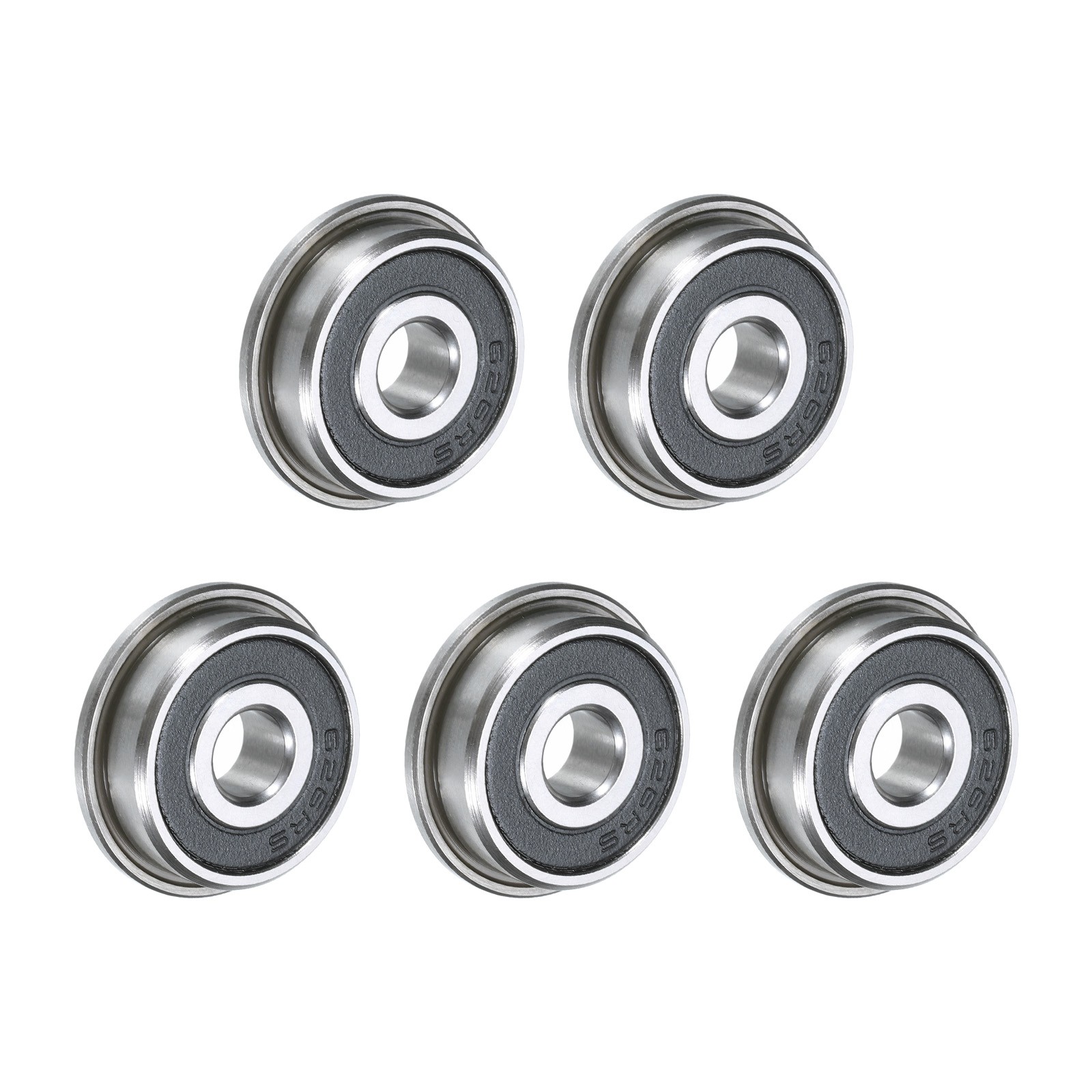 F626-2RS Flanged Ball Bearing 6x19x6mm Double Sealed Chrome Steel Bearings 5pcs
