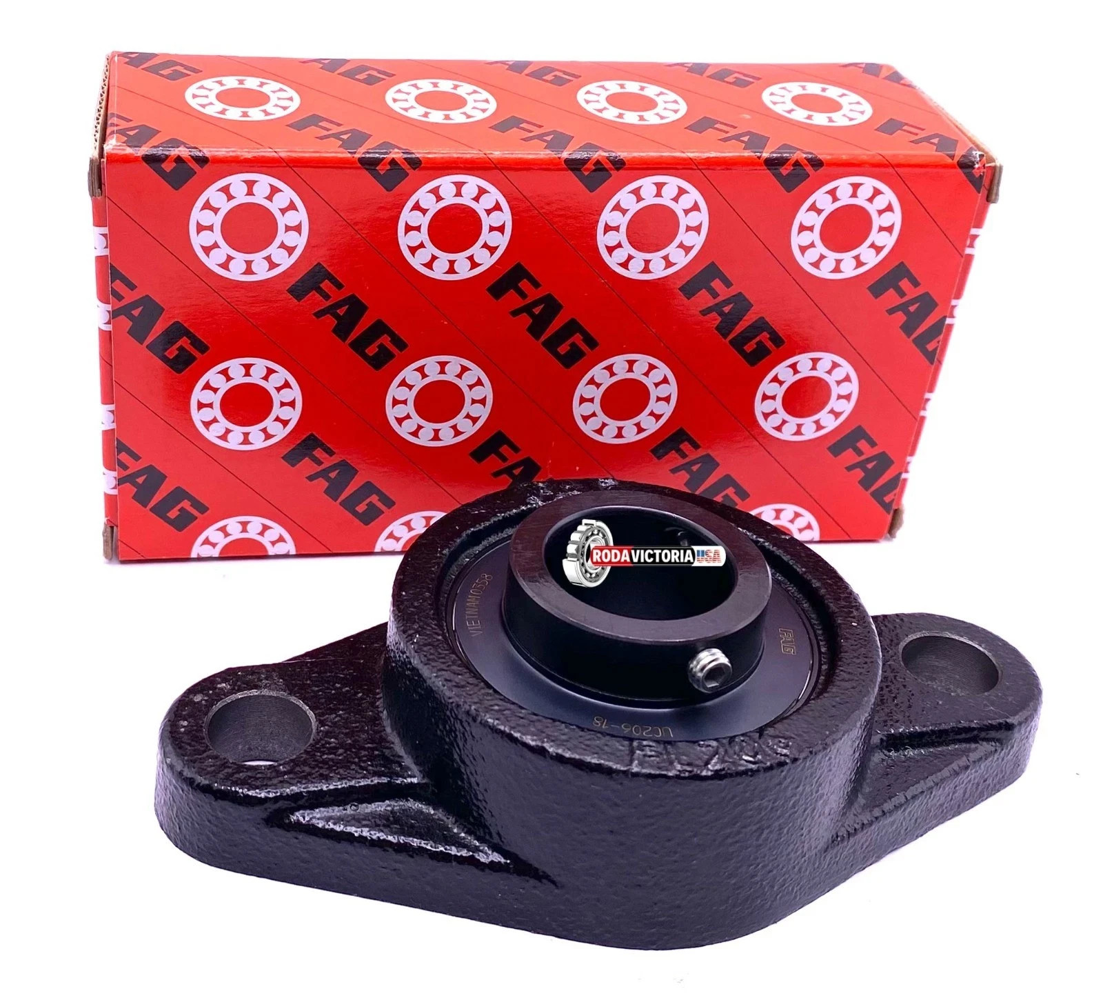 FAG UCFL206-18 J7 2-Bolt Oval Flanged Housing and Bearing Unit 1 1/8″ ID