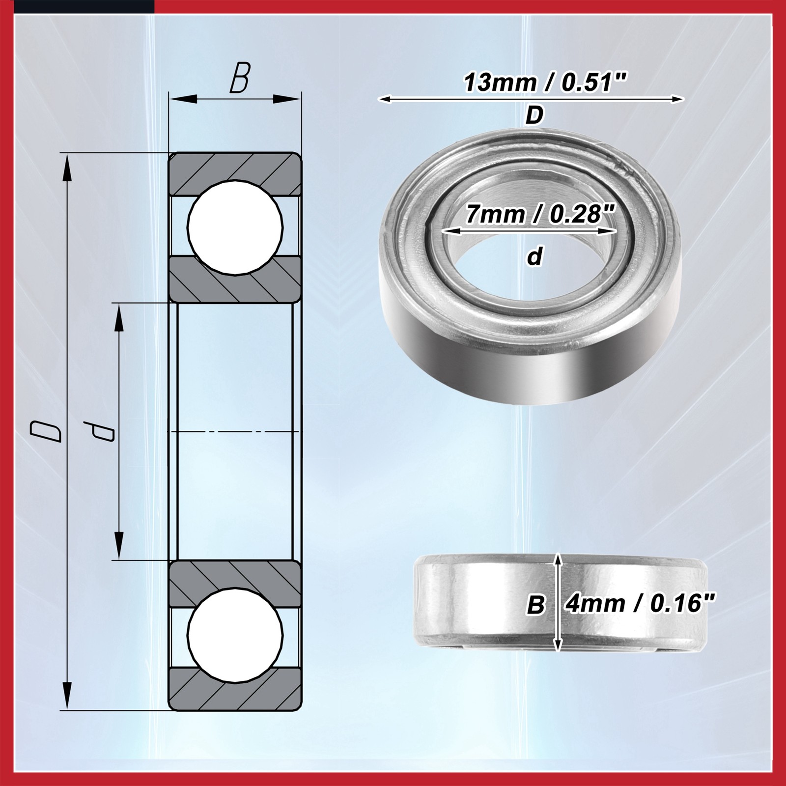 10 Pcs 7x13x4mm Double Metal Shield MR137ZZ Car Deep Groove Ball Bearings New