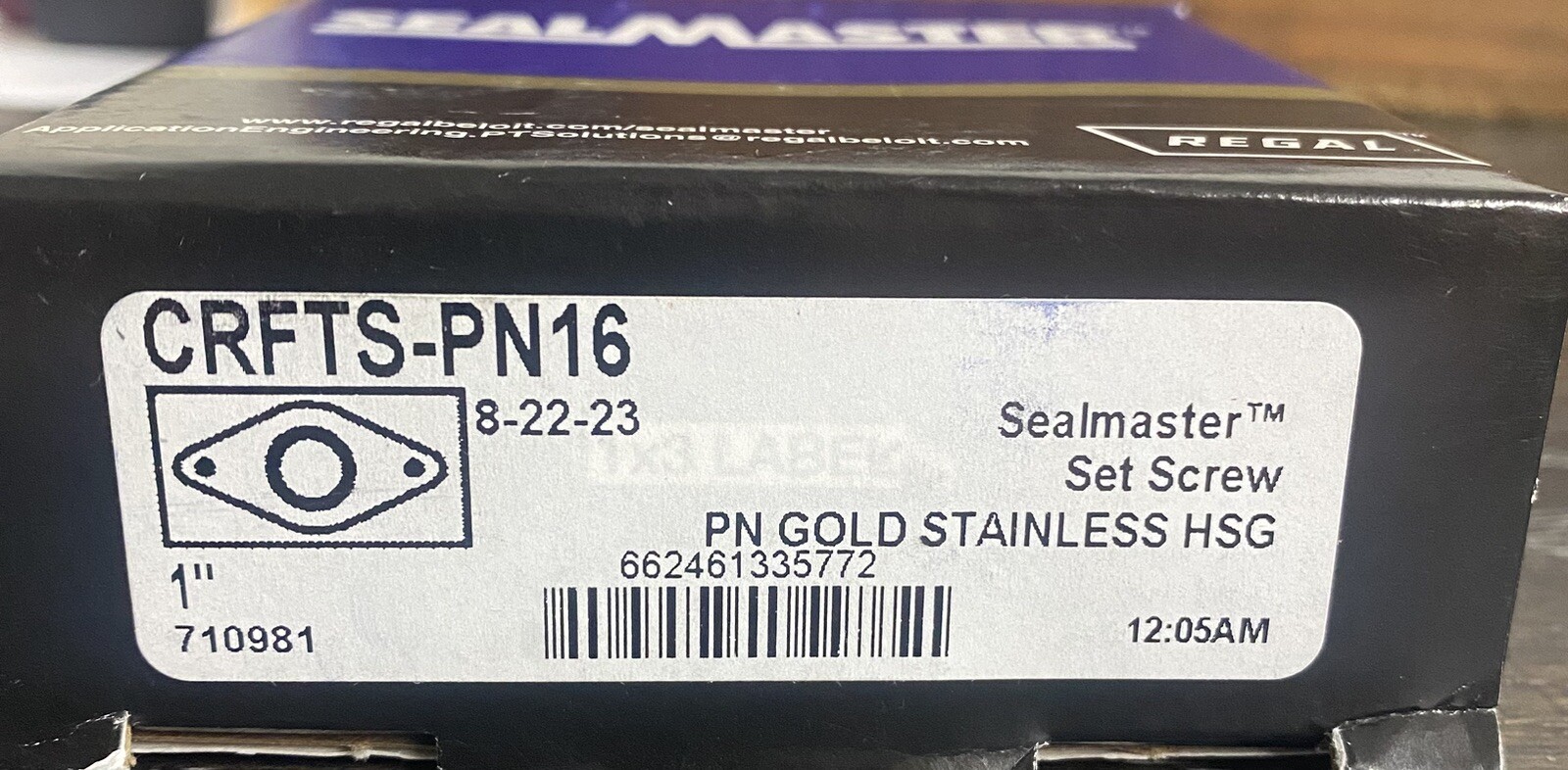 NEW Sealmaster CRFTS-PN16 1” Mounted Ball Bearing Set Screw Gold Line