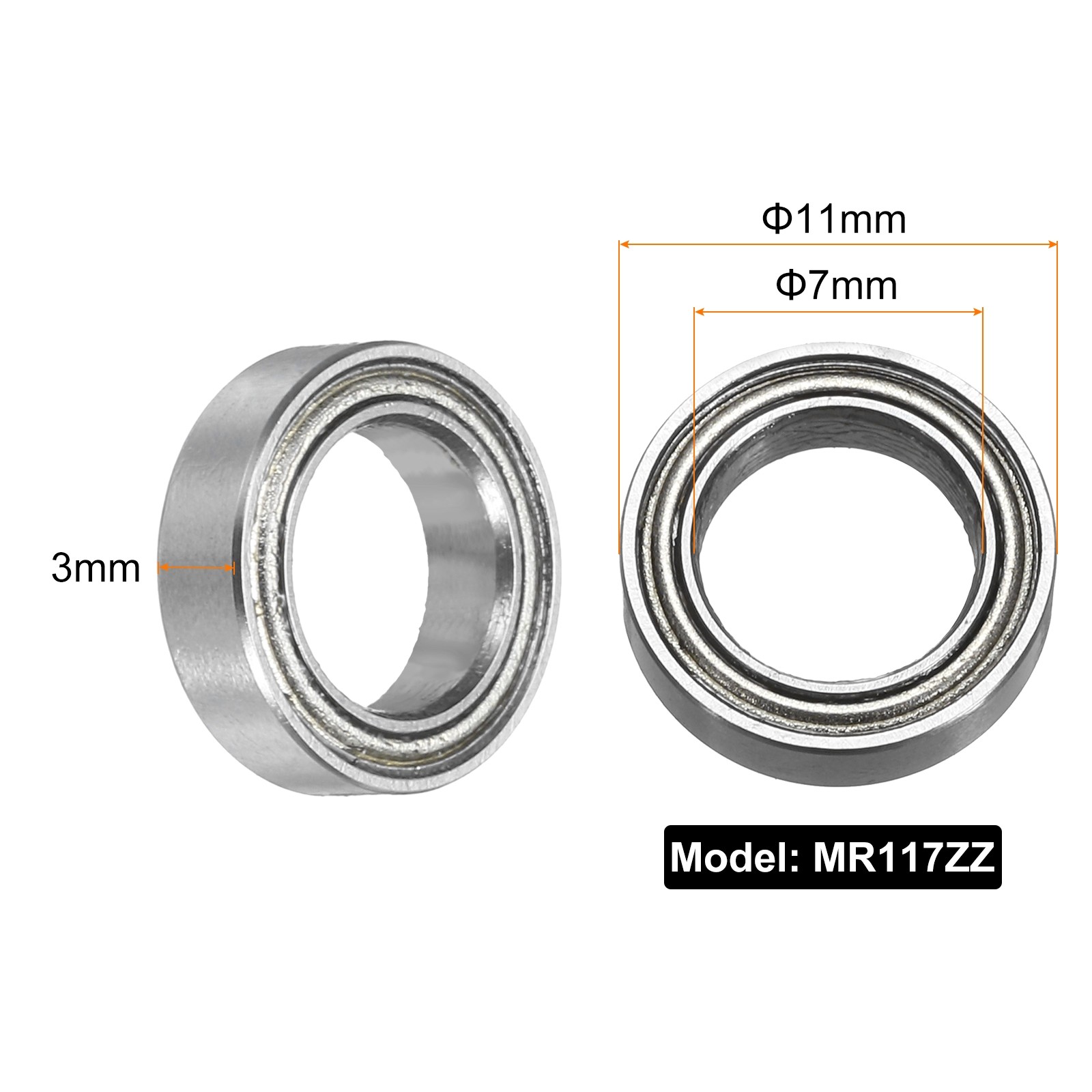 15pcs MR117ZZ Deep Groove Ball Bearings 7x11x3mm, P6 (ABEC 3)