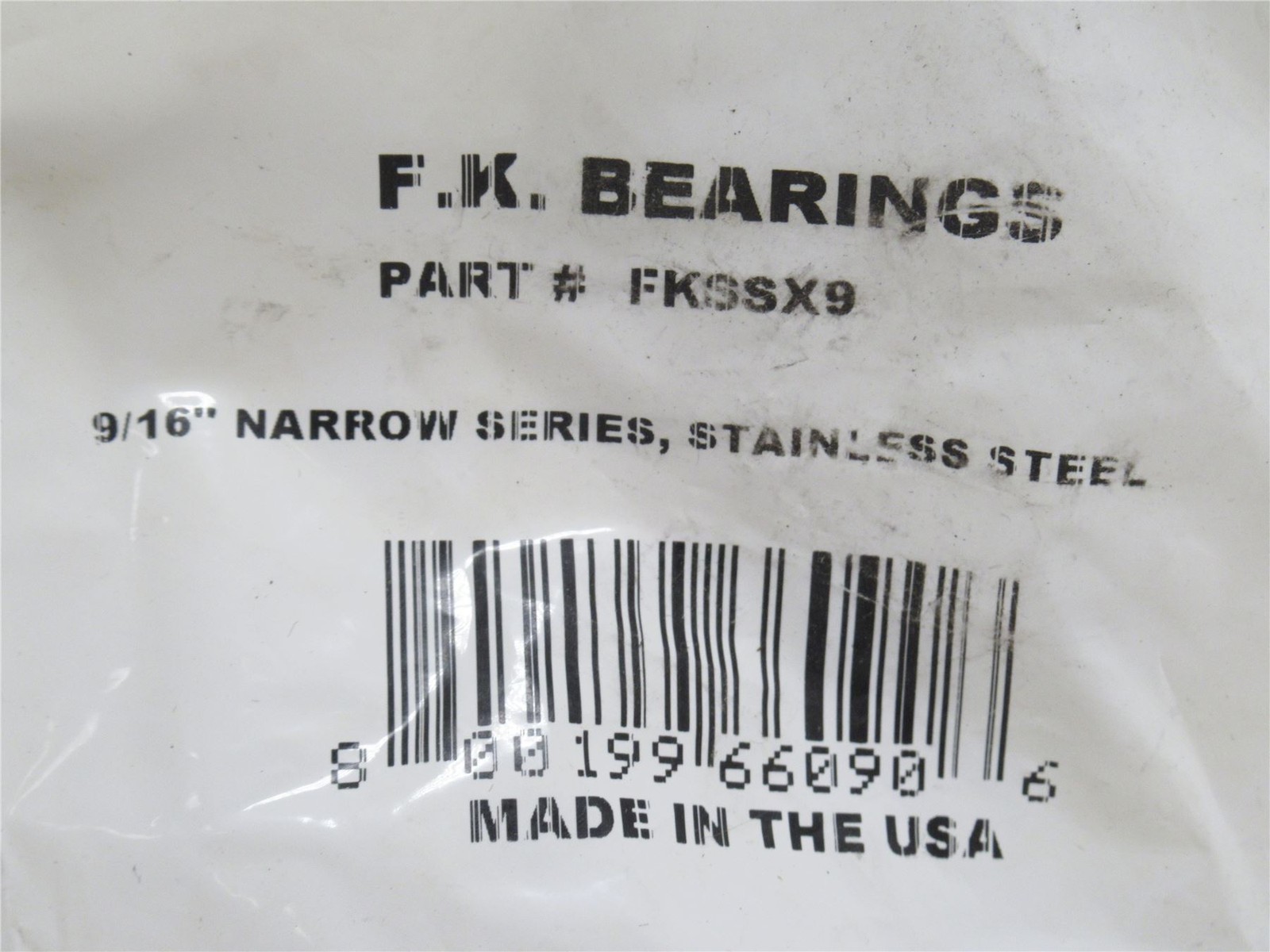 235165 New-No Box; FK Bearing FKSSX9 Spherical Bearing; 9/16″ID x 1-3/32″OD