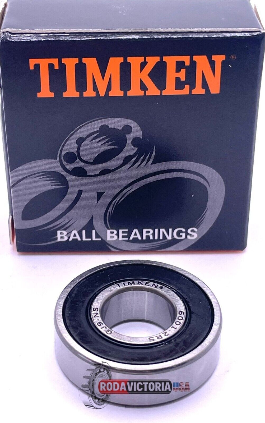TIMKEN 6001 2RS DEEP GROOVE BALL BEARING, RUBBER SEALED 12x28x8 mm