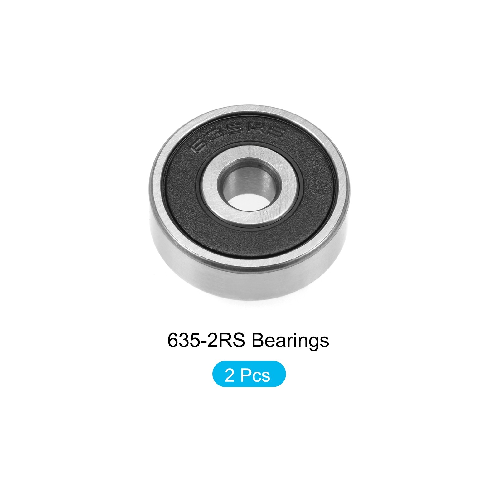 Deep Groove Ball Bearing 635-2RS 5mmx19mmx6mm 2Pcs Chromium Steel Double Sealed