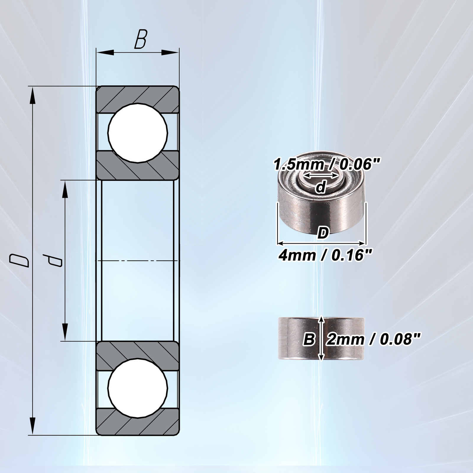 20 Pcs 681XZZ 1.5x4x2mm Double Metal Shield Car Deep Groove Ball Bearings