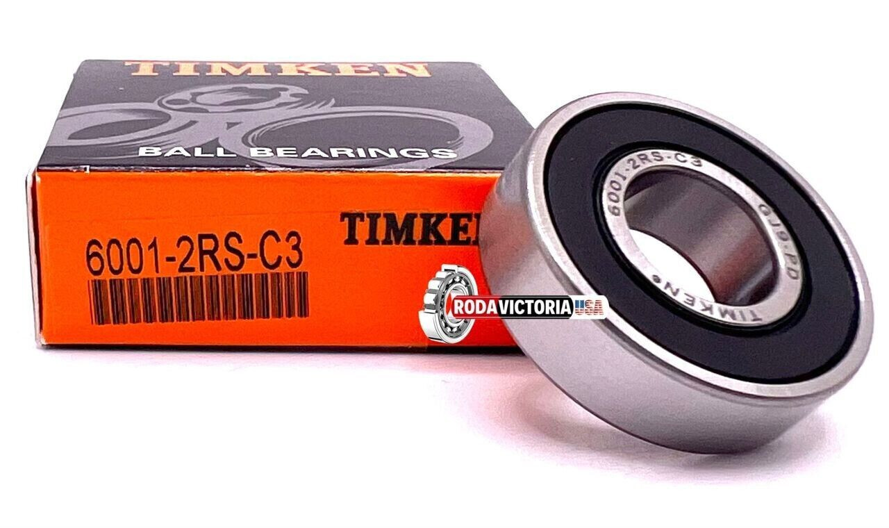 TIMKEN 6001 2RS C3 DEEP GROOVE BALL BEARING, RUBBER SEALED 12x28x8 mm