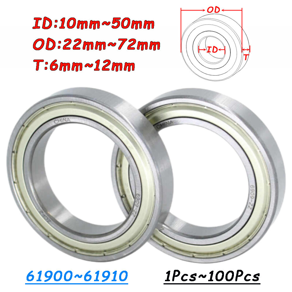 Deep Groove Ball Bearing 61900 ~ 61910 Metal Shielded Thin Wall Bearings