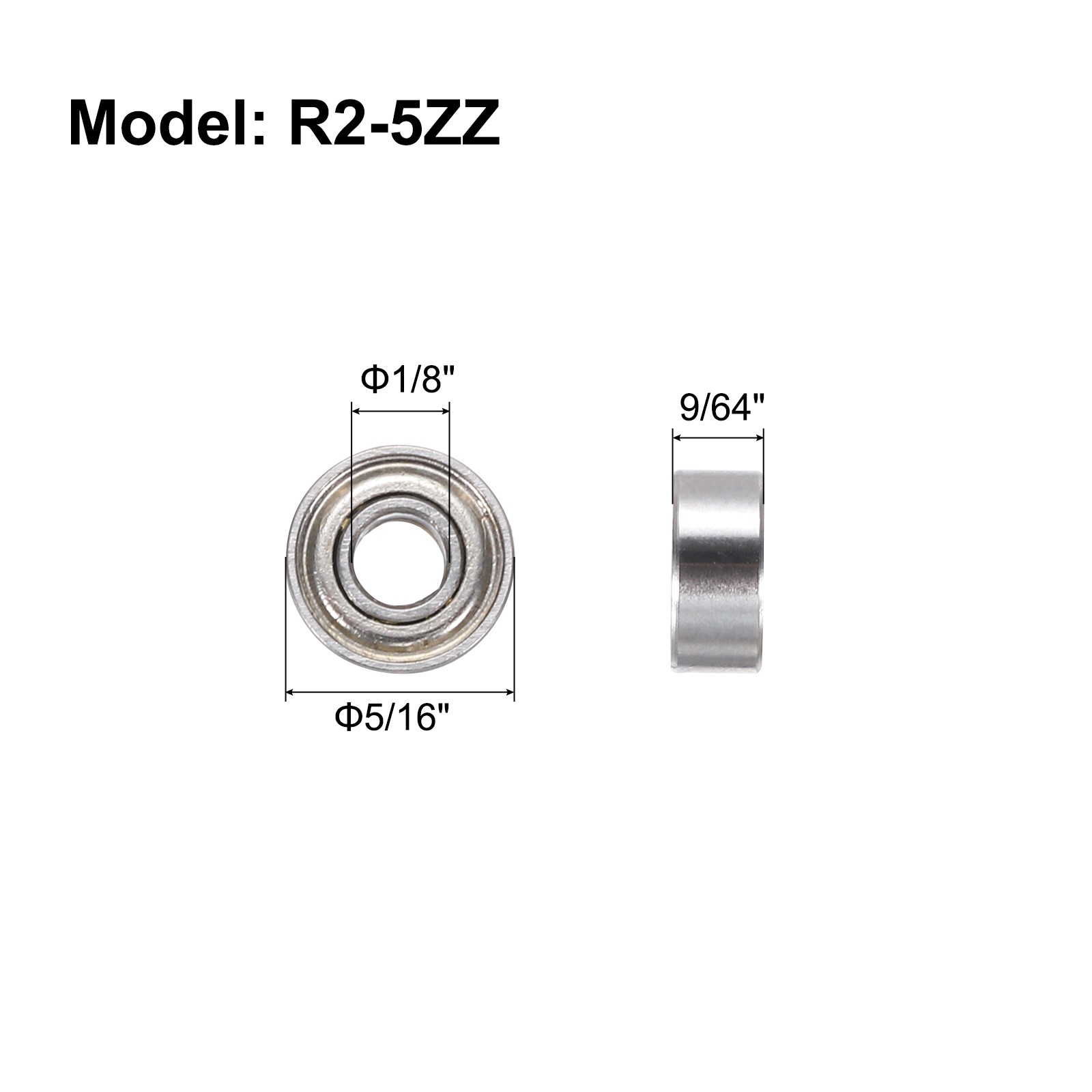 8pcs Bearings R2-5ZZ 1/8″x5/16″x9/64″ for Chrome Carbon Steel