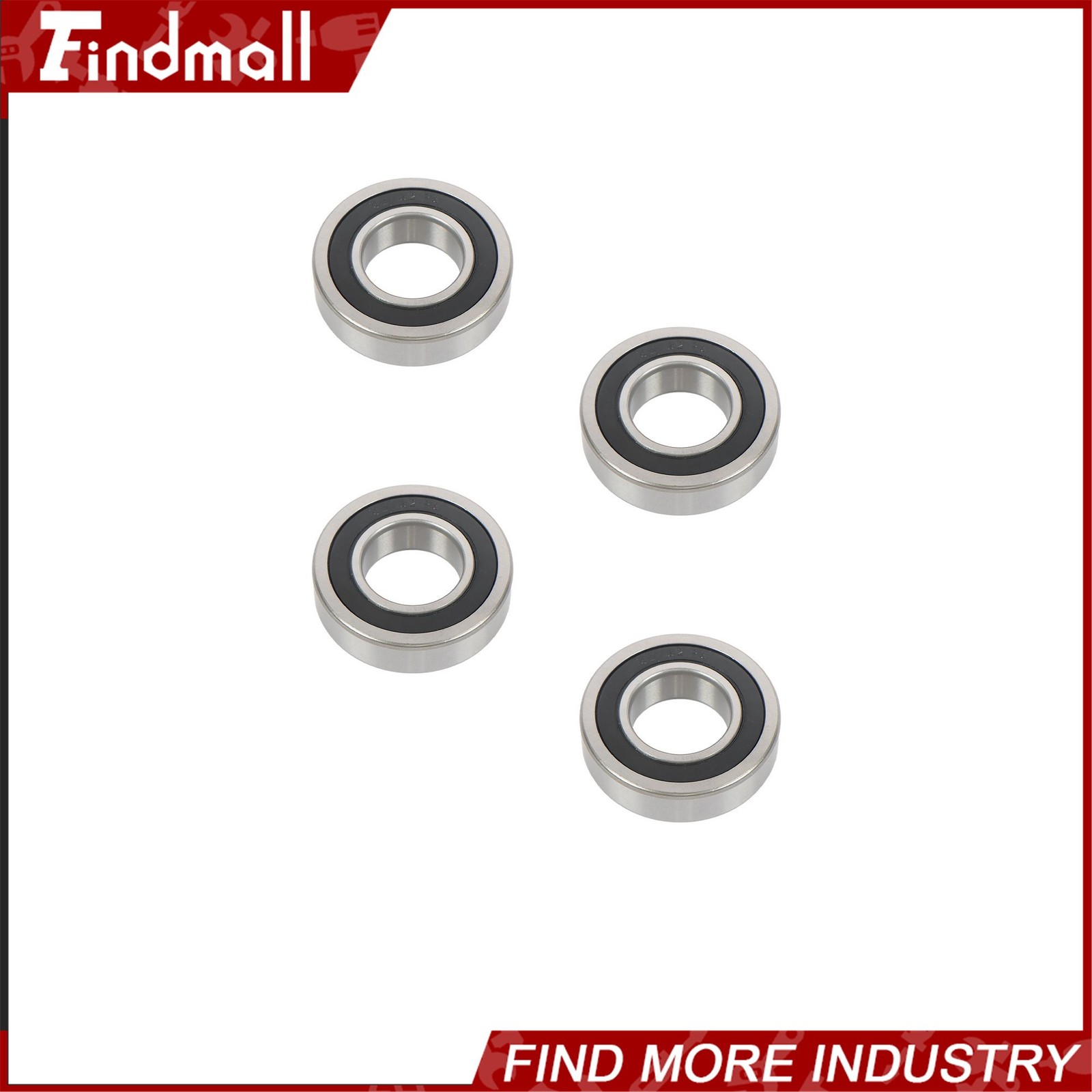 Findmall 62/32-2RS Deep Groove Bearings 4pcs 32x65x17mm Rubber Sealed Set