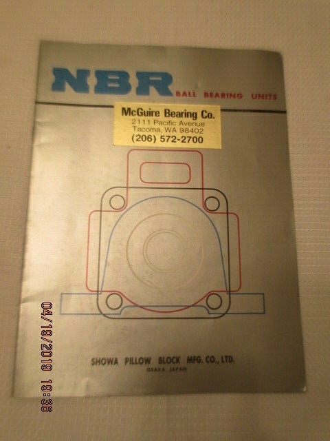 Vintage NBR Ball Bearing Units Pillow Block CATALOG BOOK Osaka Japan