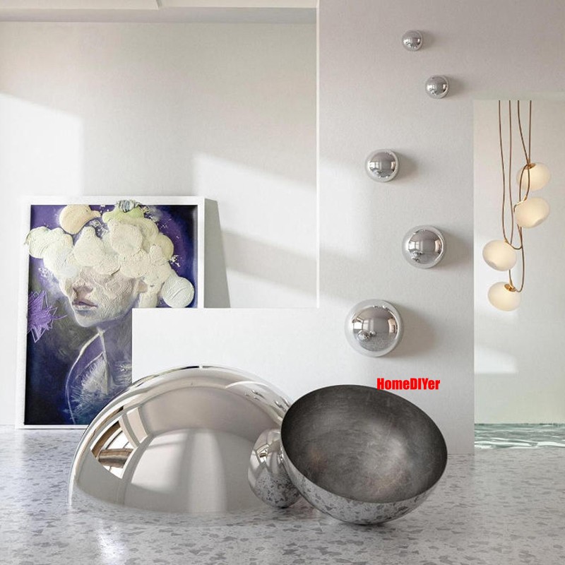 Stainless Steel Half Hollow Ball Sphere Hemisphere Mirror Gazing Ball 12.7-300mm