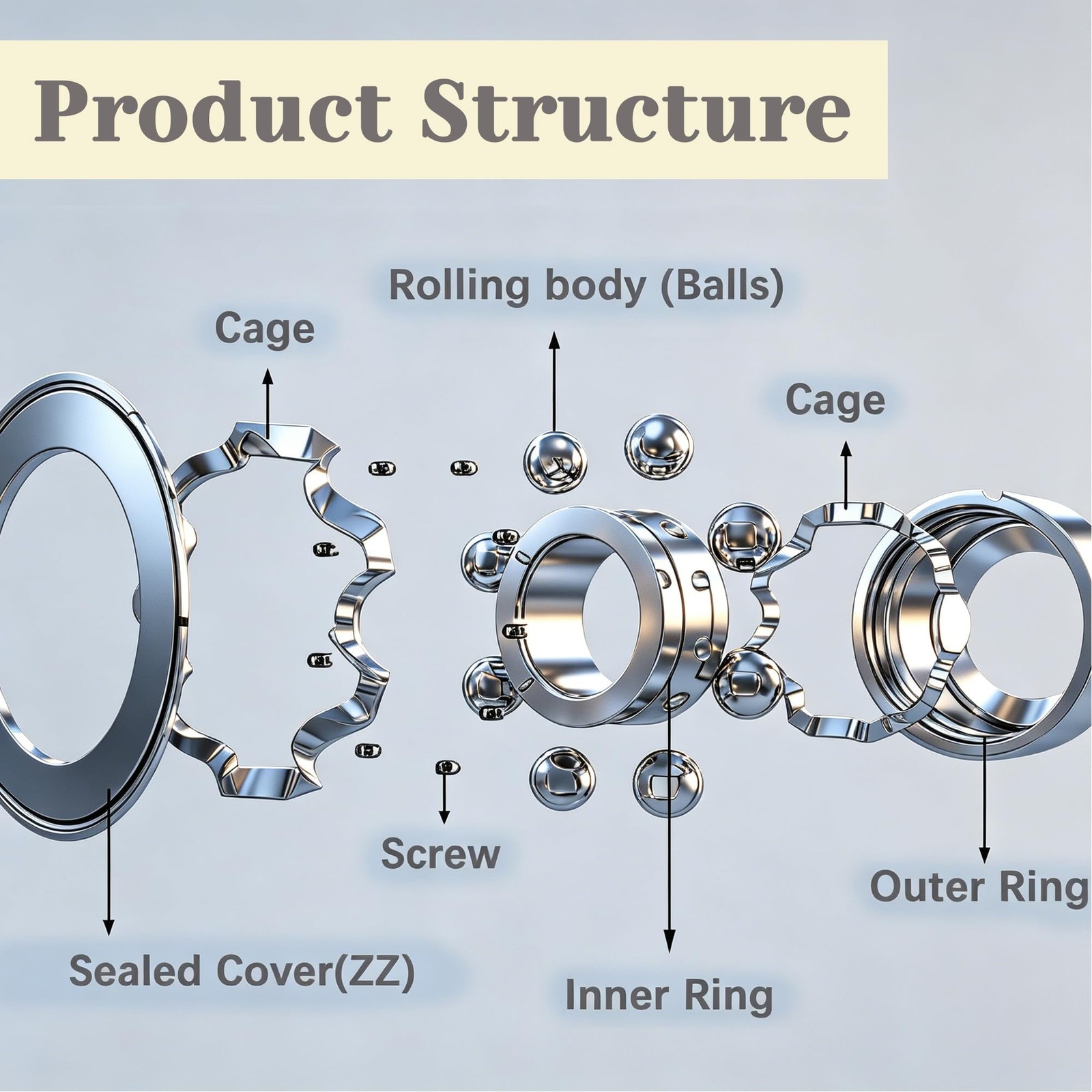200 Pcs 608ZZ Ball Bearings Assortment Kit Small Carbon Steel Bearings