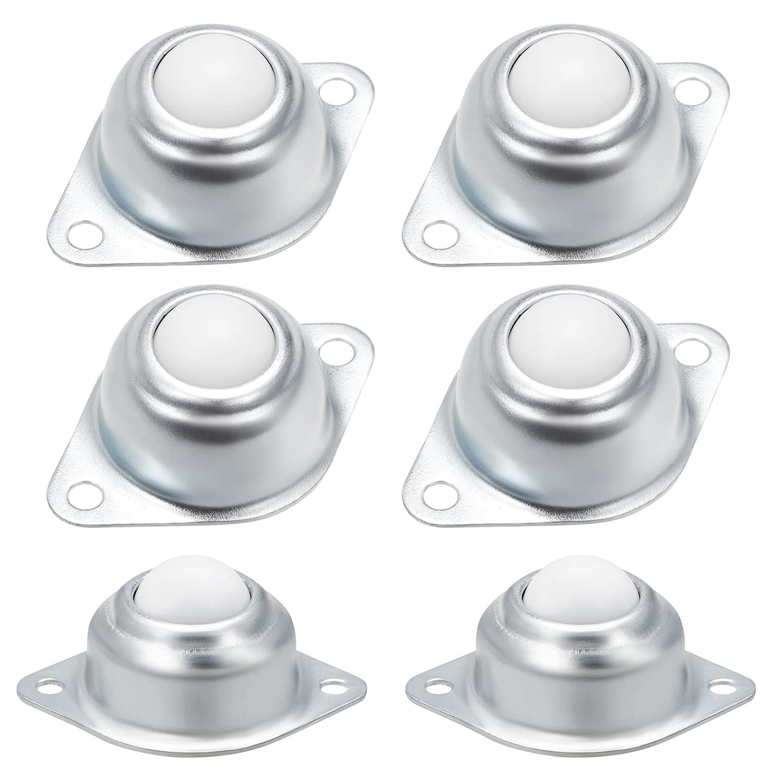 6 PCS 5/8″ Nylon Roller Ball Transfer Bearing Casters 0.625 inches, Silver