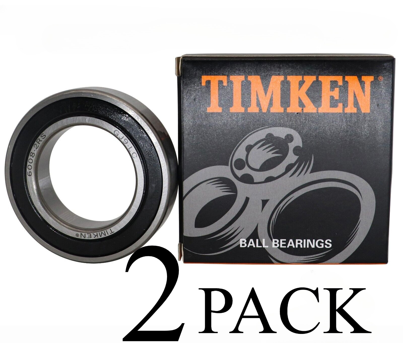 2 PACK 6008-2RS TIMKEN 40X68X15MM Double Rubber Seal Ball Bearings Metal NEW