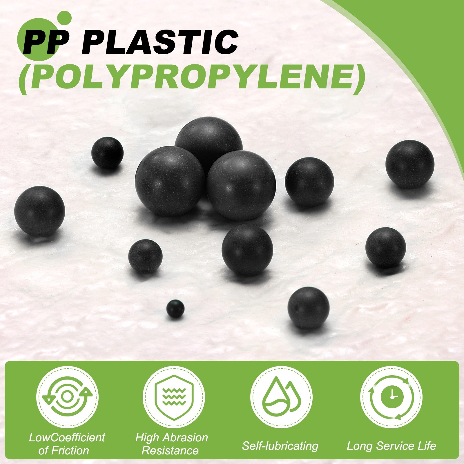 100pcs POM Plastic Bearing Balls G2 1/4″(6.35mm) Solid Plastic Balls, Black