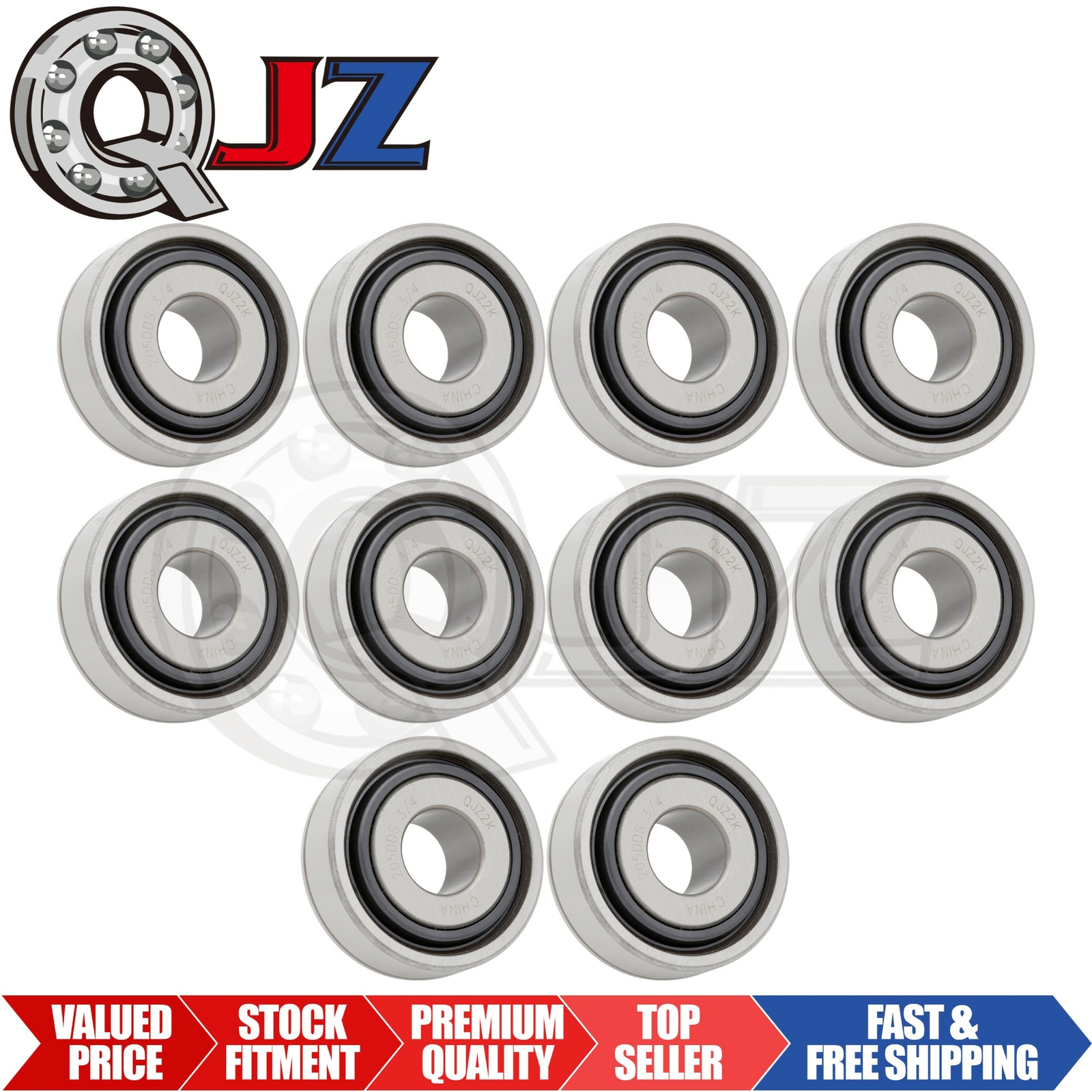 [Qty.10] 205DDS-3/4 Special Ag Bearing Ball Bearing [3/4in Bore x 2.087in OD]