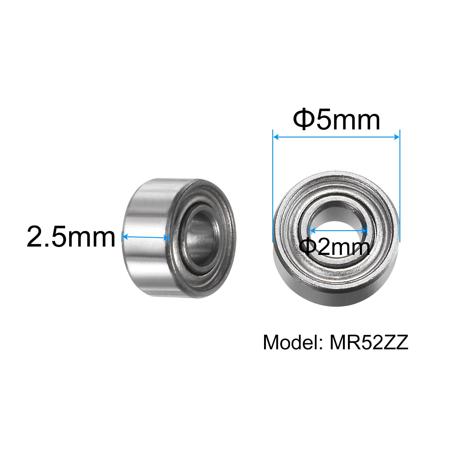 20X MR52ZZ Bearings 2x5x2.5mm Chrome Steel Mini Bearing Double Shielded ABEC3