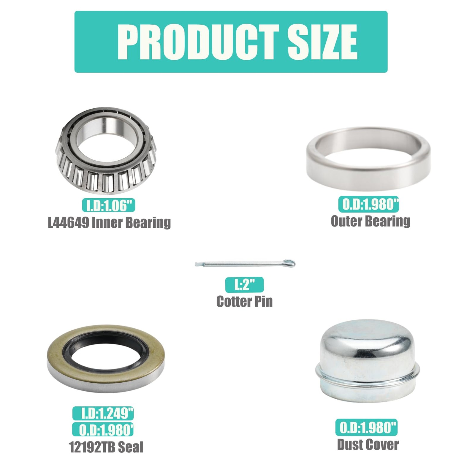 FUSHIBEARING 1-1/16” Axles Trailer Wheel Hub Bearings Kit L44649/L44610