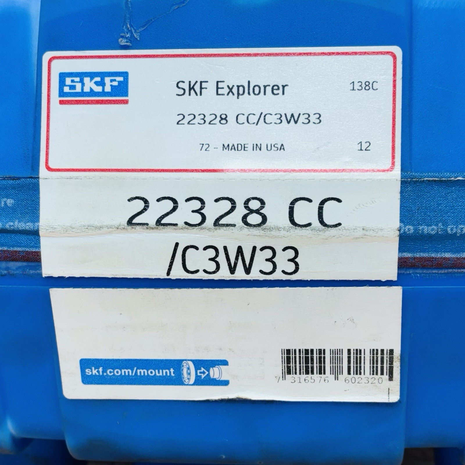 SKF Explorer 22328 CC/C3W33 Spherical Roller Bearing – New Spare