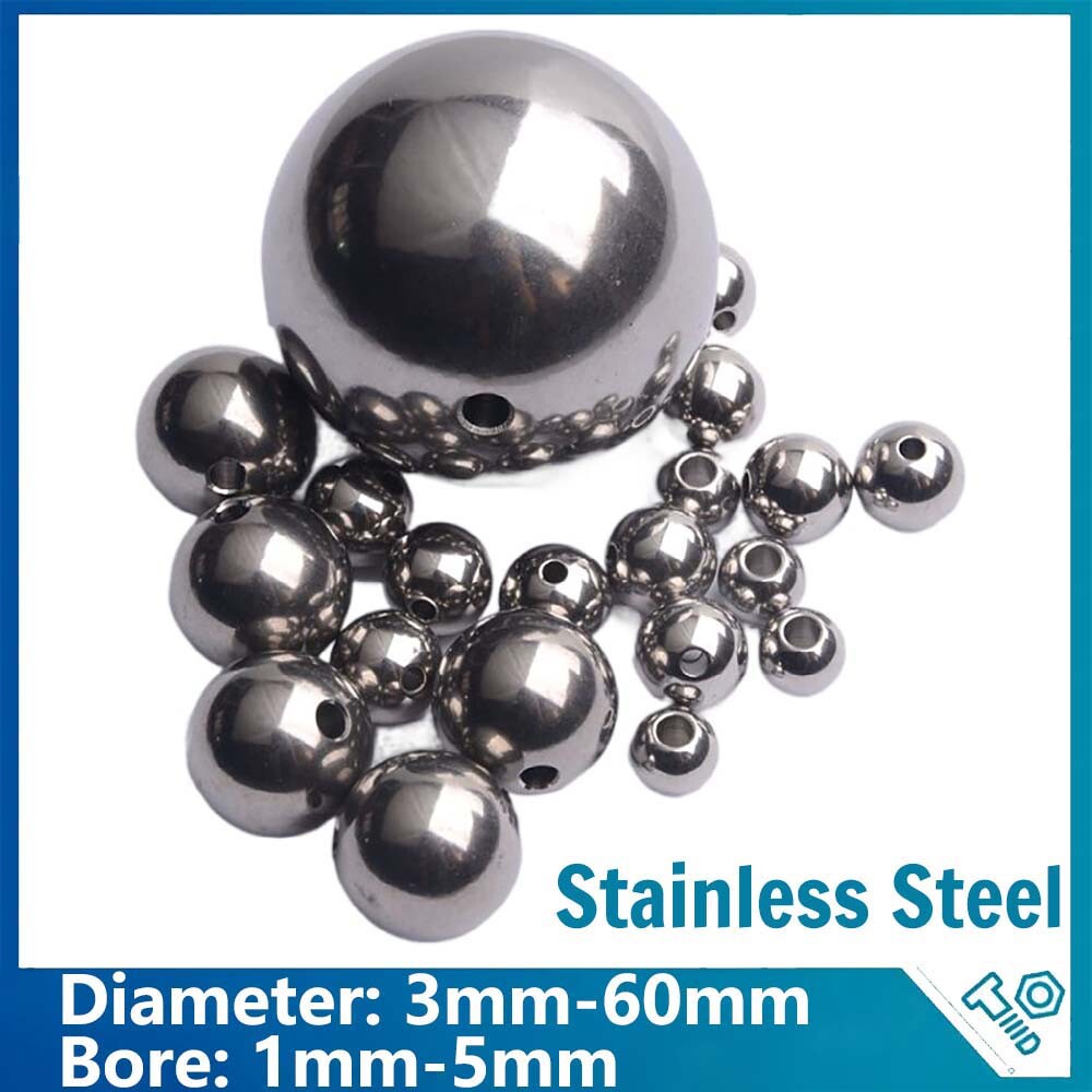 A2 Stainless Steel Round Spacer Beads Silver With Hole Dia 3mm – 60mm DIY Craft